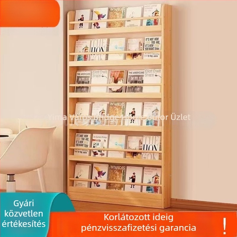 Gyermekeknek szánt fa könyvespolc háromszög alakú polcokkal, falra szerelhető vagy álló, 10 cm mély