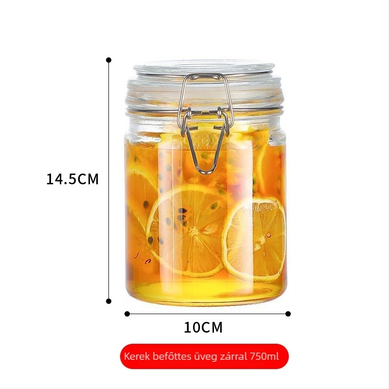 Üveg, légmentesen záródó tároló gabonák és száraz élelmiszerekhez – átlátszó konyhai üvegtároló
