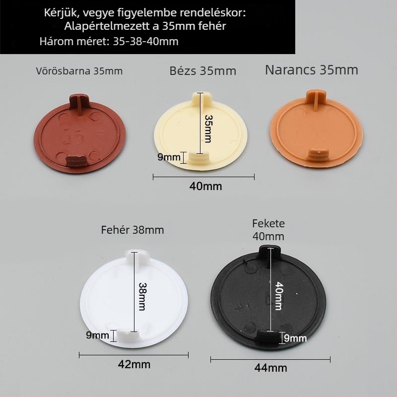 12 mm dekoratív dugófej, 8 mm-es csavarfedél – műanyag falnyílásfedő