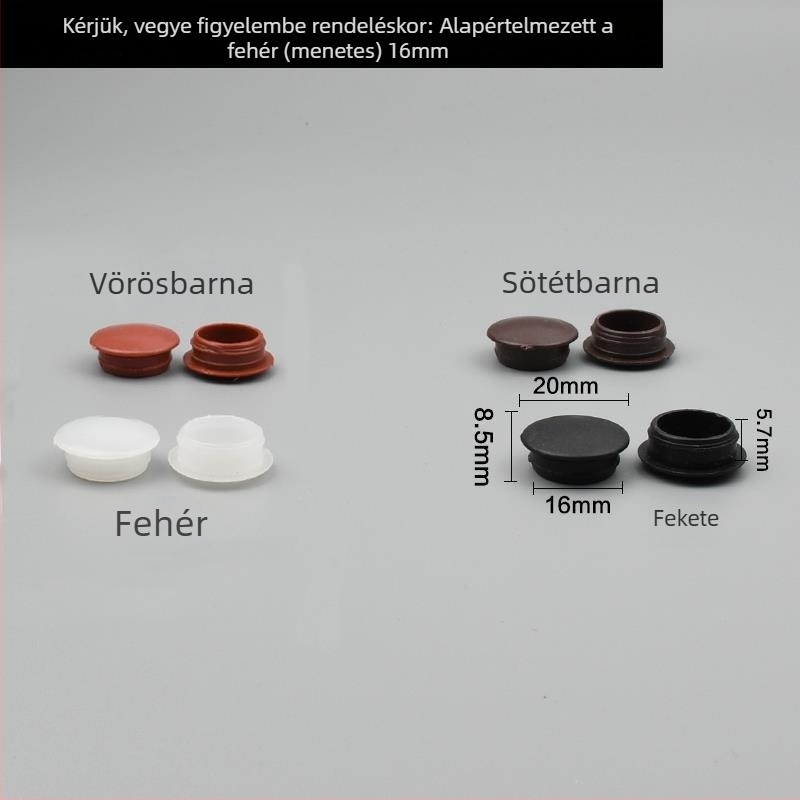 12 mm dekoratív dugófej, 8 mm-es csavarfedél – műanyag falnyílásfedő