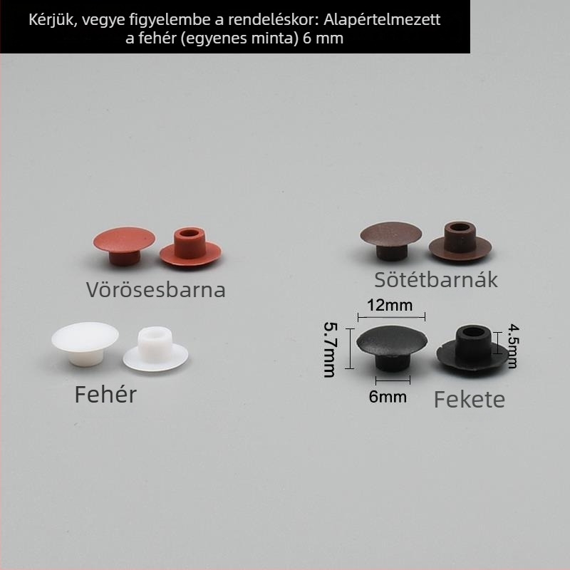 12 mm dekoratív dugófej, 8 mm-es csavarfedél – műanyag falnyílásfedő