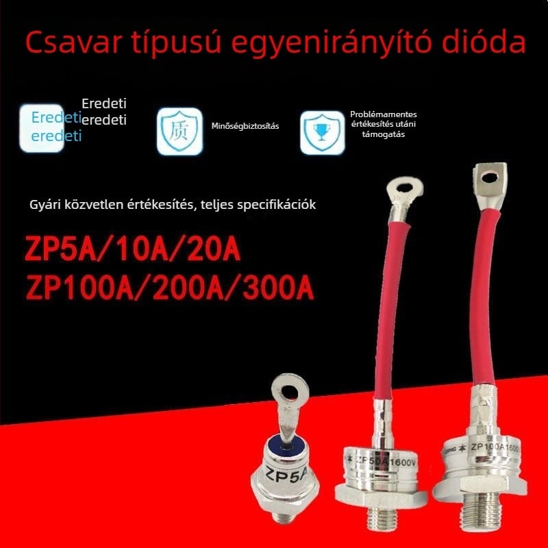 Spirál típusú szilícium-egyenirányító dióda, csavaros kivitel, ZP50A1600V; ZP5A10A20A30A100A200A300A