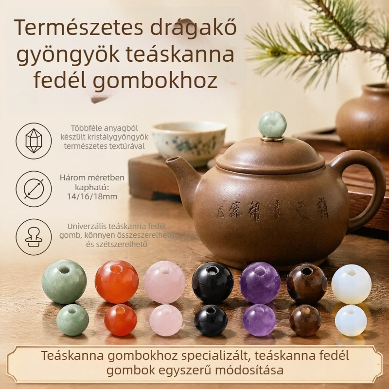Teáskanna fedélgombhoz szánt kiegészítő természetes ásványgyöngyökkel, 3 mm-es lyukátmérő