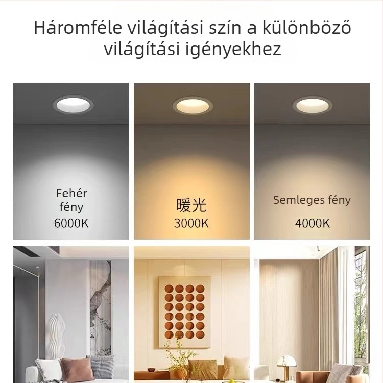 Beépített LED downlight nappalihoz, macskaszem forma, három szín, modern minimalista stílus, 5W