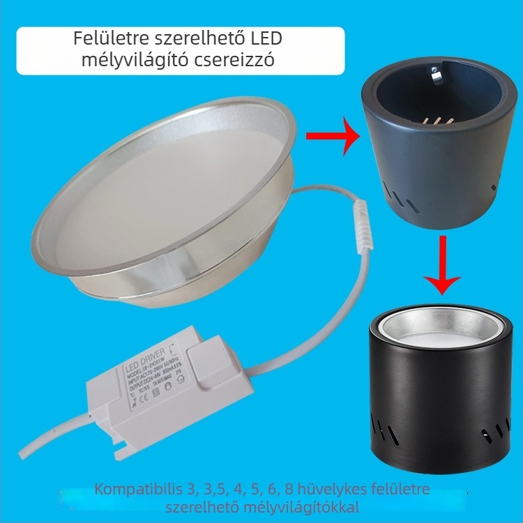 LED cserefényforrás beépített lefelé irányuló lámpához, 4–6 hüvelyk méretű
