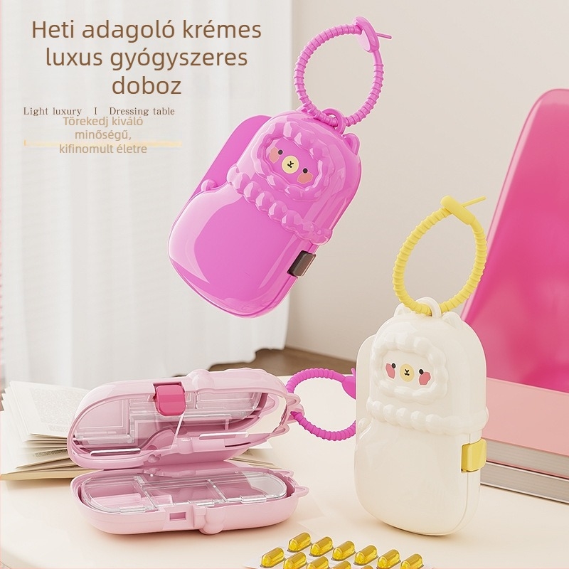 Új hordozható alpaka mintás tablettás doboz, lezárható mini adagoló és ékszertároló