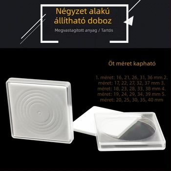 46 mm-es négyszögletes állítható érme kapszula tároló doboz