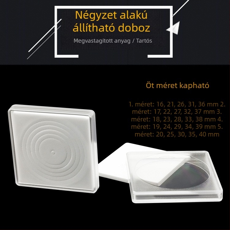 46 mm-es négyszögletes állítható érme kapszula tároló doboz