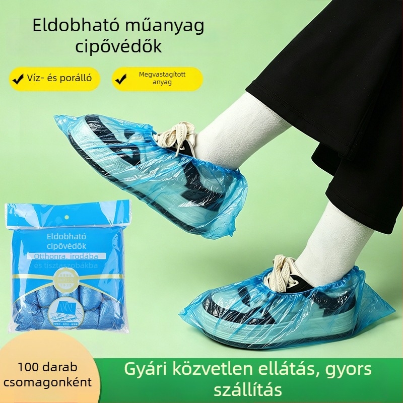 Egyszer használatos PE cipővédők, vastagított, vízálló és porálló, esős napokra és otthoni használatra