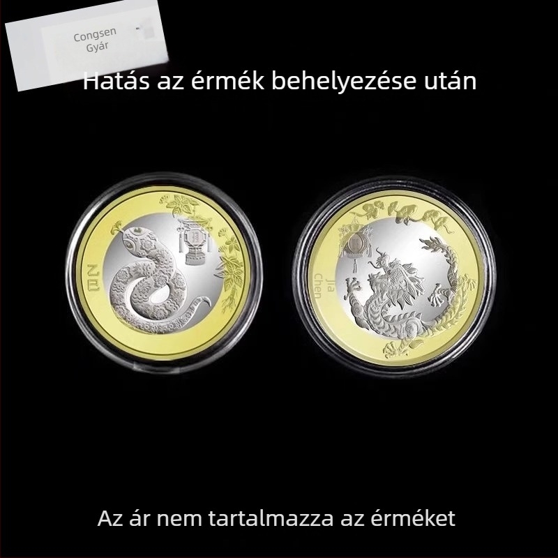 Sárkányév zodiákus érme védő- és tároló doboza, 40 darab kígyóév emlékérme gyűjtemény, kizárólag új ügyfeleknek