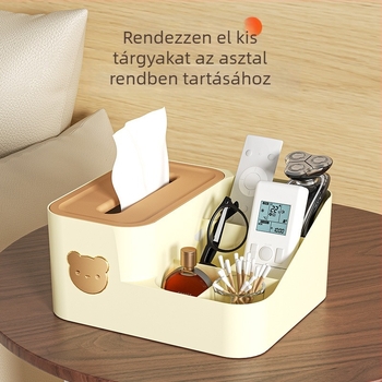 Nappalira szánt luxus papírzsebkendő doboz, többfunkciós tartó távirányítóval és dohányzóasztalra illeszkedő tároló
