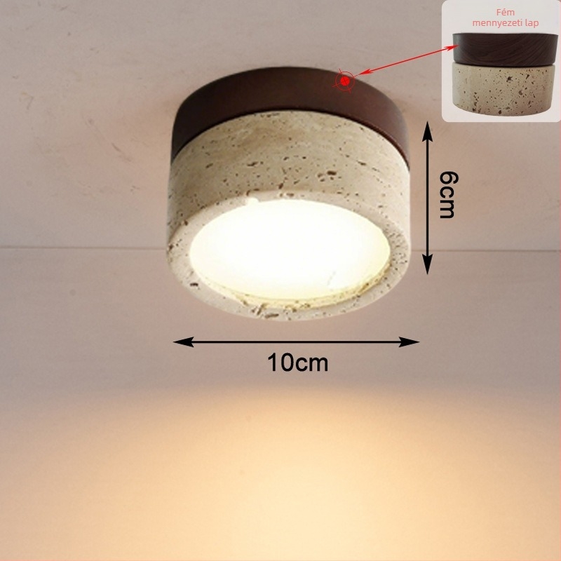 Új ultra-vékony felületre szerelt downlight Wabi-Sabi stílusban, retro hálószoba és nappali számára, sárga travertin felülettel