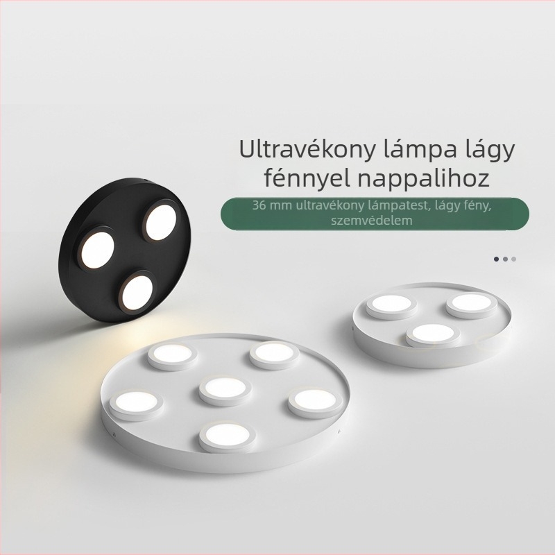 Ultra vékony LED kör mennyezeti downlight, anti-glare, háromfejű, modern minimalist stílus, felületre szerelt, hálószoba és nappali számára