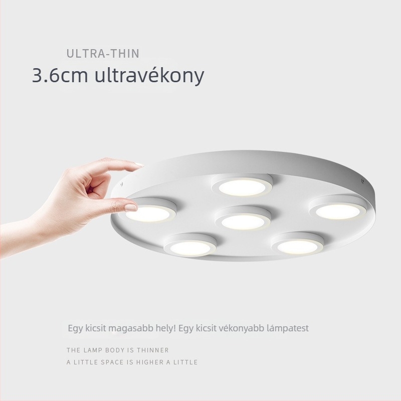 Ultra vékony LED kör mennyezeti downlight, anti-glare, háromfejű, modern minimalist stílus, felületre szerelt, hálószoba és nappali számára