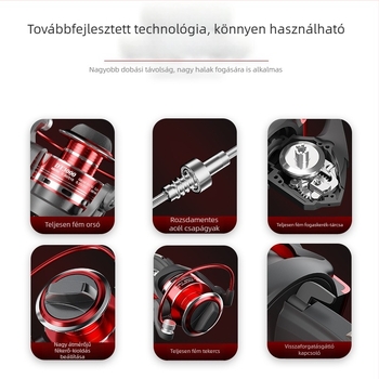 Teljesen fémből készült spiningorsó, sekély dobbal, tengeri horgászathoz, hosszú dobásokhoz.
