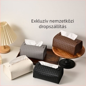 PU bőr papírzsebkendő-doboz íróasztalra, modern minimál stílusú tartó iroda, nappali és otthon