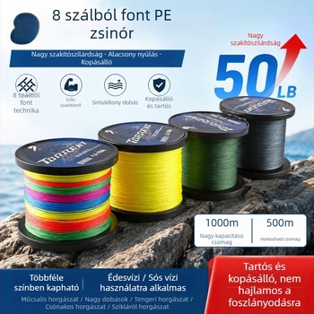 Conrad 1000 m PE többszínű horgász zsinór, 8-szálú Dyneema főzsinór