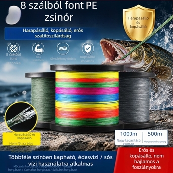 Conrad 1000 m PE többszínű horgász zsinór, 8-szálú Dyneema főzsinór