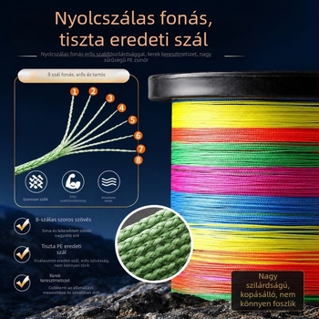 Conrad 1000 m PE többszínű horgász zsinór, 8-szálú Dyneema főzsinór