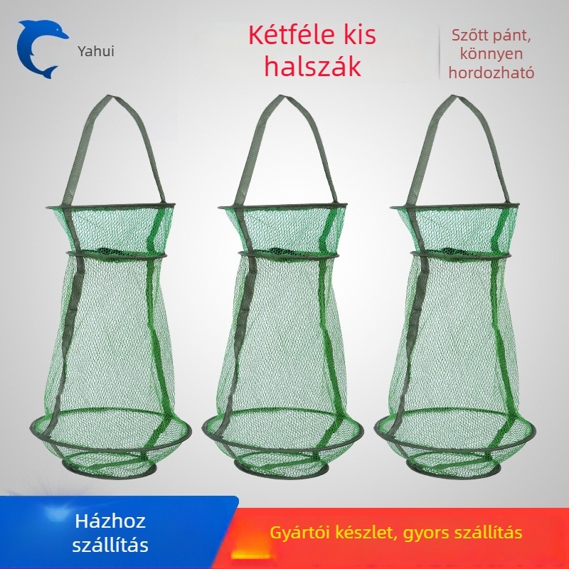 Nylon halászkosár gumiborítással, nagy kapacitású, kosár rákhoz, kis hálós táska