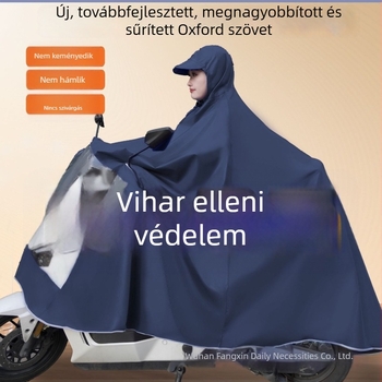 Esőköpeny elektromos biciklikhez és motorkerékpárokhoz, esőponcho, viharálló, megnagyobbított és megerősített, egy vagy két utas számára, puha anyag.