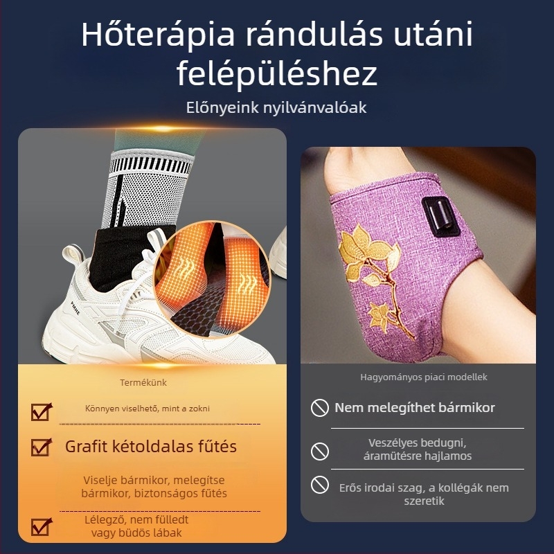 Grafén bokaortézis melegítéssel, unisex használatra, bokas ízületi támogatás és ficamvédelem