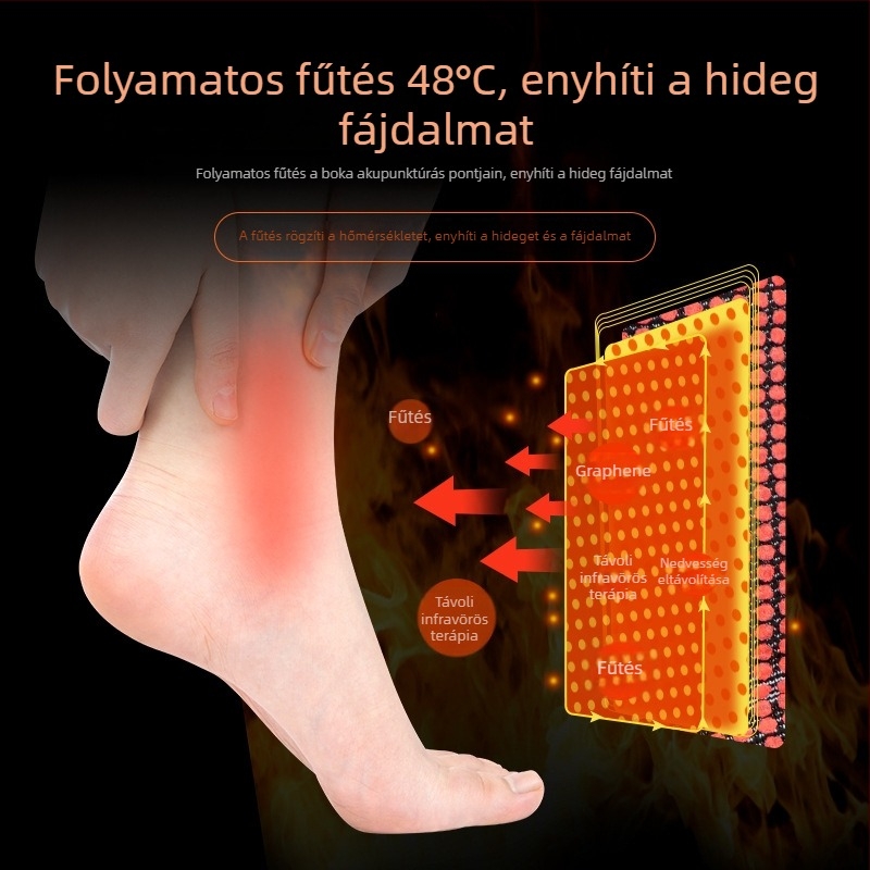 Grafén bokaortézis melegítéssel, unisex használatra, bokas ízületi támogatás és ficamvédelem