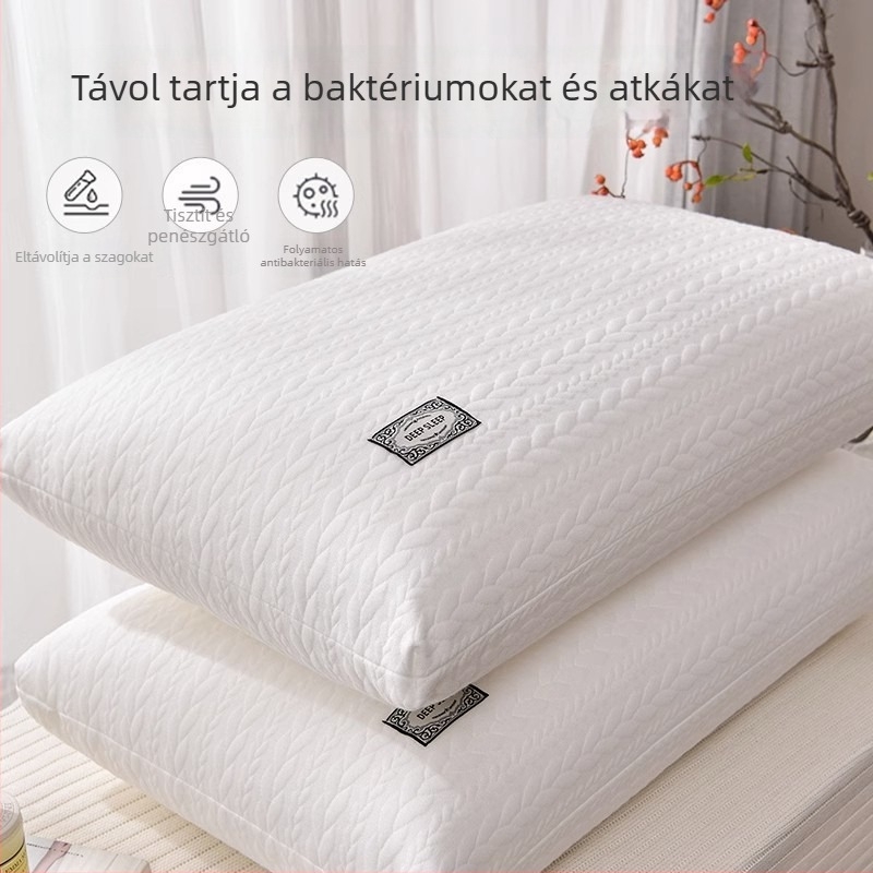 Kötött fonott mintás párna belső töltete pamut-toll-selyem keverék; nem deformálódik; nyak támasztó; lélegző és puha. Magasság 12 cm.