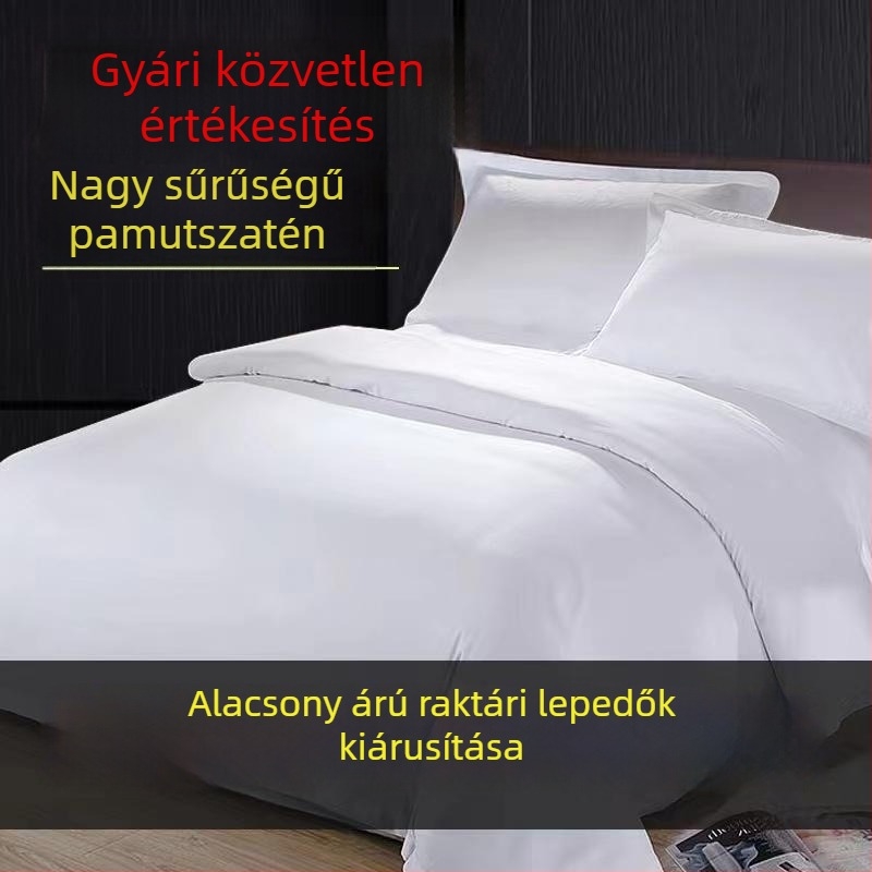 100% pamut, extrán sűrű ágynemű, fehér, 40 szálas satin csíkok, hoteltextil