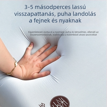 Évszaktól független memóriahabos párna nyaki gerinc-támogatással, mély alvás kényelme, lassú visszapattanás, latex töltet, ovális forma