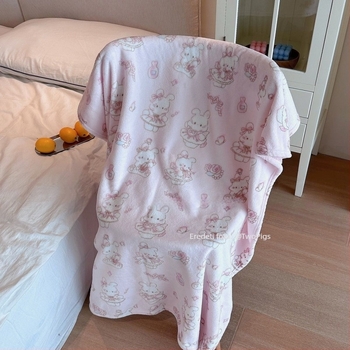 Aranyos Annie Nyuszi Hercegnő – tejvelúr takaró, korall színű kanapéra