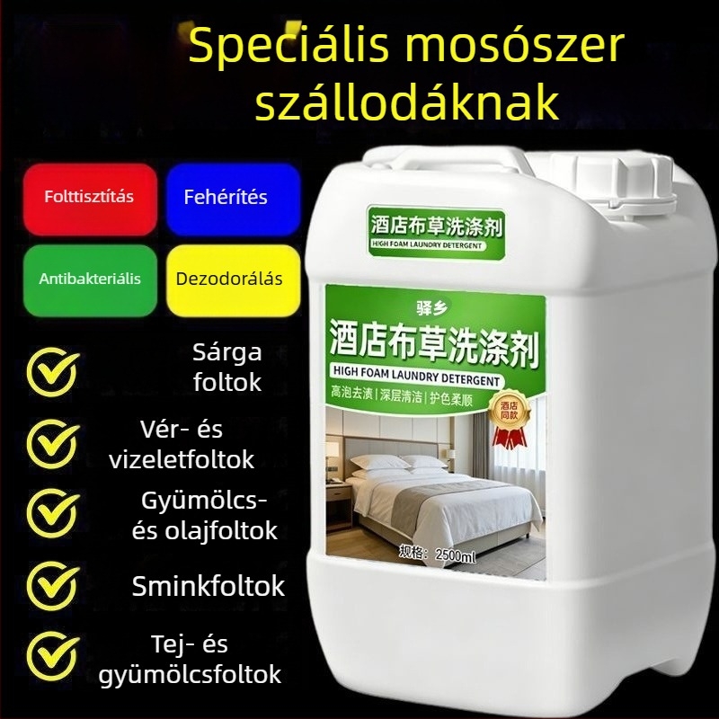 Szállodai használatra tervezett, hideg vízzel mosó, nagy hatékonyságú mosóoldat fehér ruhákhoz, ágyneműhöz és paplanhuzatokhoz