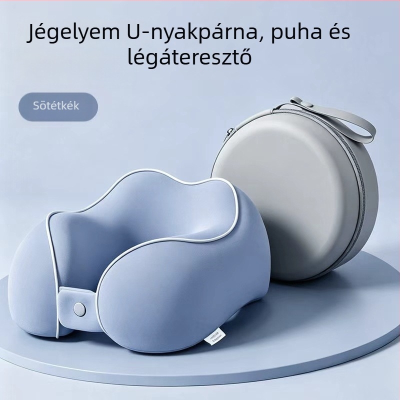 Jégselyem nejlonból készült U-alakú memóriahab nyakpárna utazáshoz és alváshoz