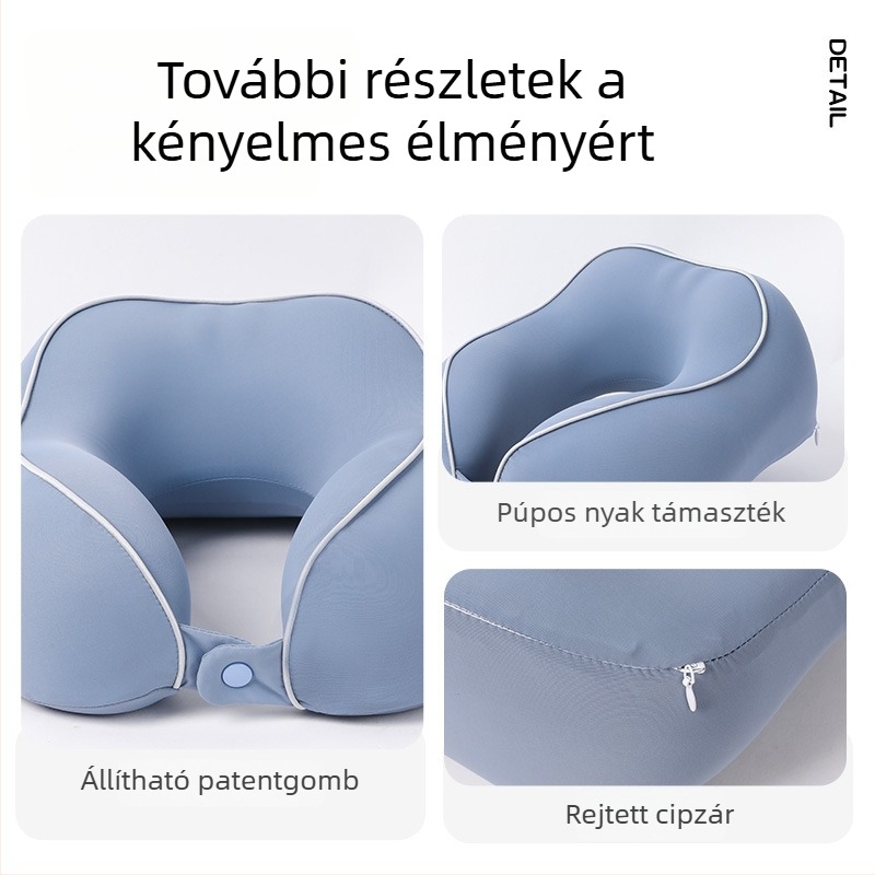 Jégselyem nejlonból készült U-alakú memóriahab nyakpárna utazáshoz és alváshoz