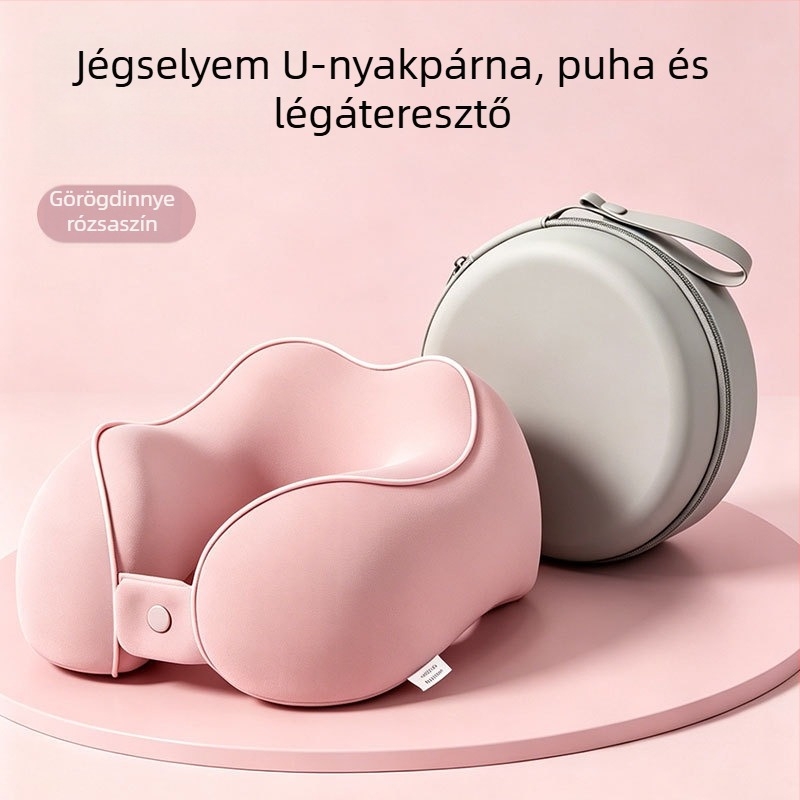 Jégselyem nejlonból készült U-alakú memóriahab nyakpárna utazáshoz és alváshoz