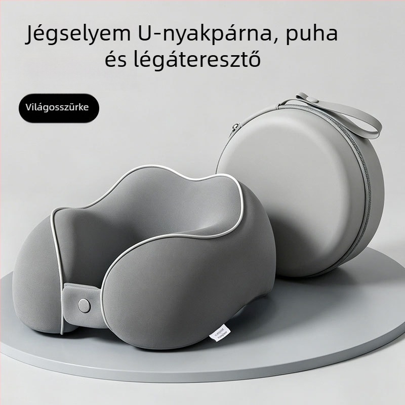 Jégselyem nejlonból készült U-alakú memóriahab nyakpárna utazáshoz és alváshoz