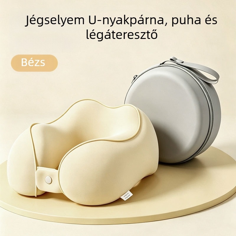 Jégselyem nejlonból készült U-alakú memóriahab nyakpárna utazáshoz és alváshoz