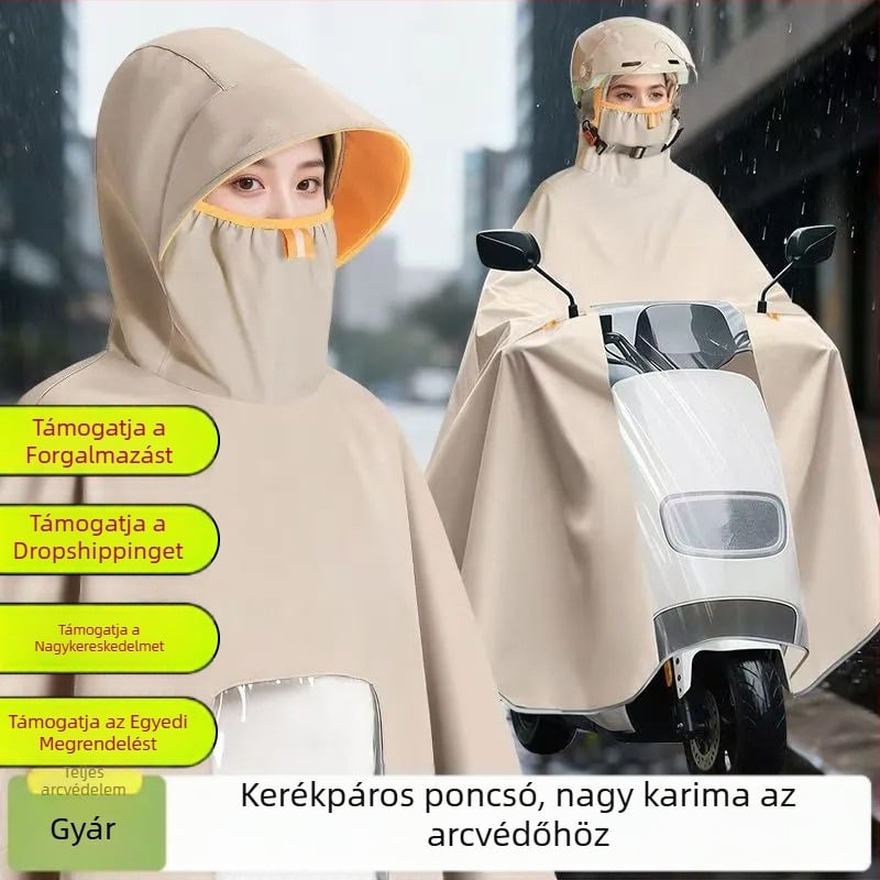 Elektronikus robogó/motor esőkabát, teljes testet takaró poncsó, extra nagy, vízálló Oxford anyag