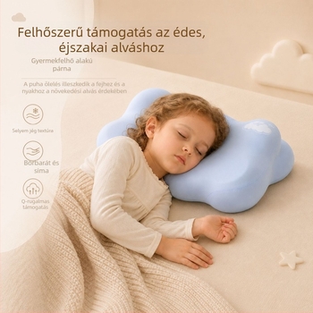 A-kategóriás memóriahabos párna gyerekeknek felhő alakú, nyaki támasz, belső memóriahab, nylon Ice Silk anyag
