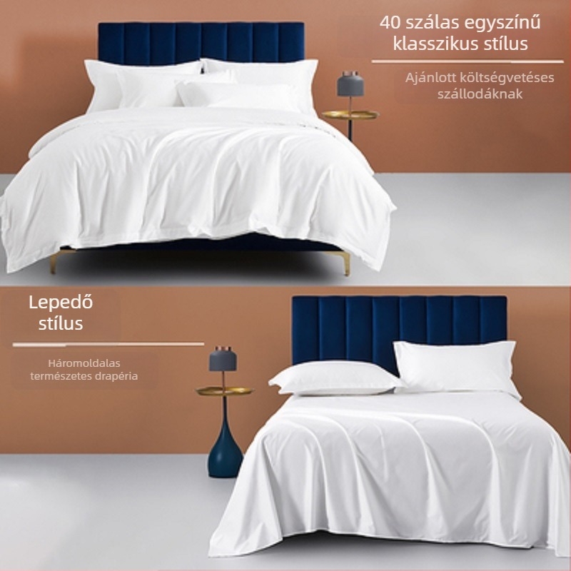 Szatén pamut négy részű hotelágynemű készlet — paplanhuzat és lepedő, 100% pamut, reaktív festés