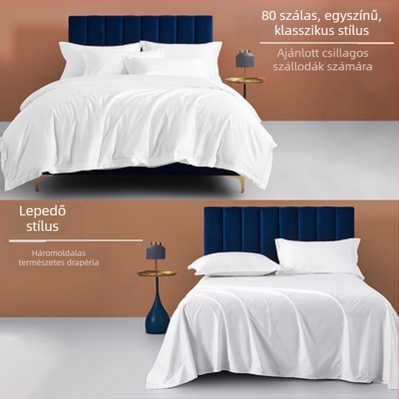 Szatén pamut négy részű hotelágynemű készlet — paplanhuzat és lepedő, 100% pamut, reaktív festés