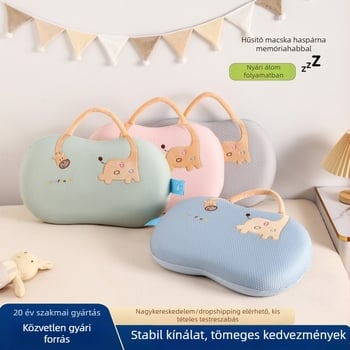 Macskahas-formájú párna gyerekeknek és felnőtteknek, hűsítő Ice Silk borítással és memory foam töltettel, nyári napközire otthon vagy az irodában