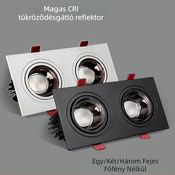COB négyzet alakú spotlámpa rácsos LED mennyezeti downlight, egyfejű, kétfejű vagy háromfejű kivitelben, kereskedelmi központokba, kiállítótermekbe és nappalikba