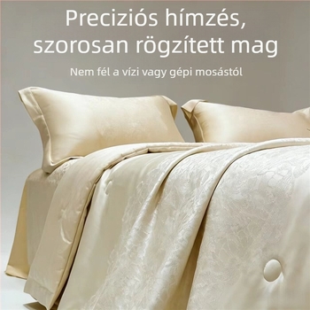 Nyári hűsítő jacquard selyem négy részes ágyneműkészlet, mosható selyem, selymes tapintás, könnyed luxus stílus