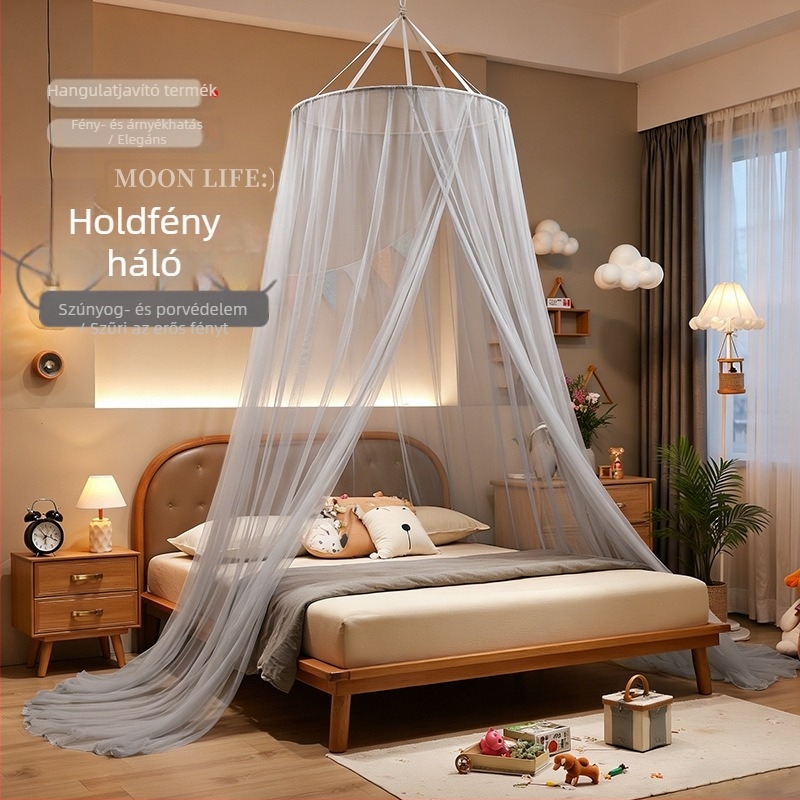 Hercegnő-stílusú mennyezetre akasztható szúnyogháló gyerekeknek, kupola sátor 120 cm ágyhoz