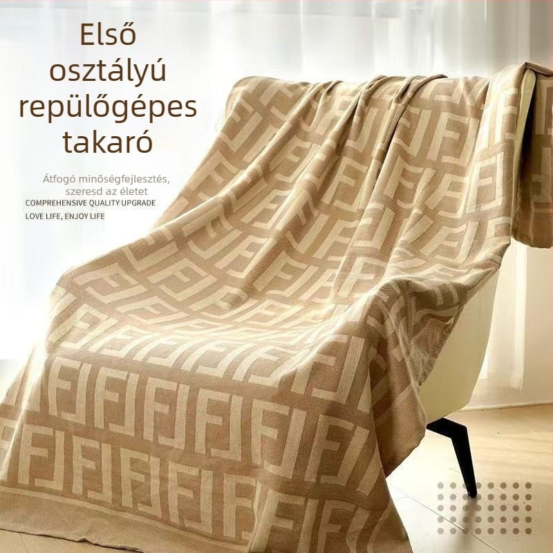 Prémium repülőgép-stílusú takaró, gyűrődésálló, ultra‑puha, geometriai mintázat, négy évszakos poliészter kanapépléd