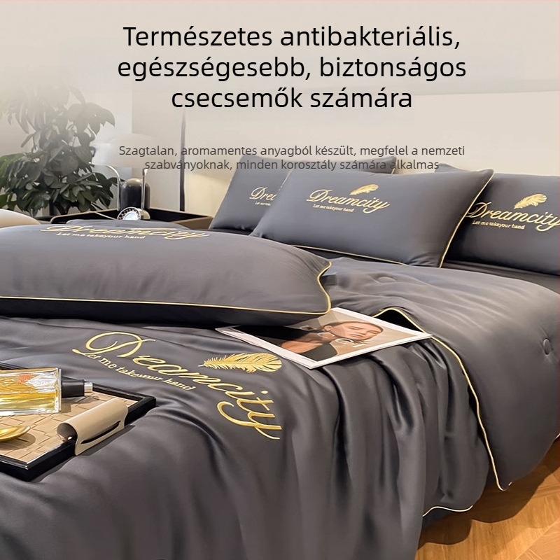 2026 új modell jégselyem nyári paplan hűtőhatással, négy részes ágyneműkészlet, géppel mosható