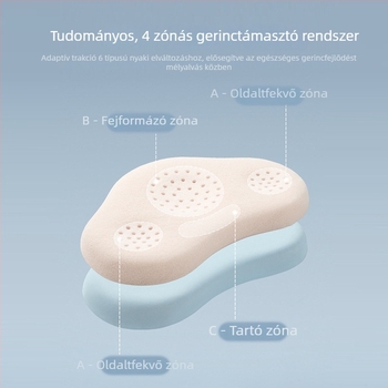 A osztályú gyerekeknek szánt párna, légáteresztő és mosható, szilikon párna mag, félhold alakú, 1-6 éveseknek