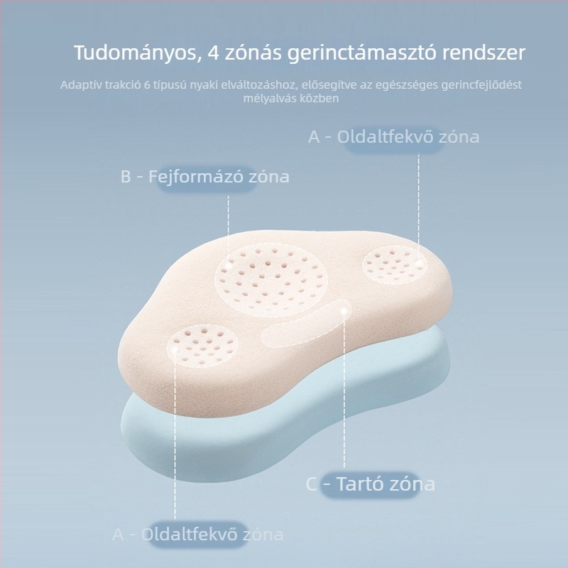 A osztályú gyerekeknek szánt párna, légáteresztő és mosható, szilikon párna mag, félhold alakú, 1-6 éveseknek