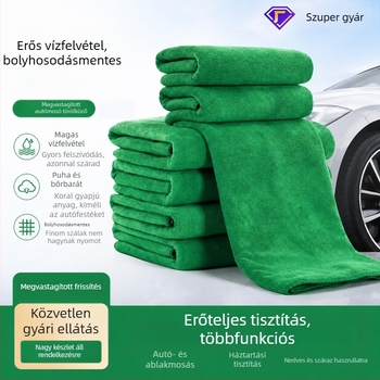 Mikroszálas autómosó kendő, vastag és nedvszívó; 400 g/m²; színek: kék, lila, barna, szürke, zöld; méretek: 60x160, 60x180, 80x180, 30x30, 40x40, 40x60, 35x75 cm; szegélyes; logónyomás elérhető; multifunkcionális kendő.